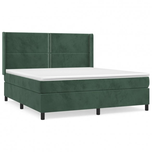 Cadre de lit et matelas Vert foncé 180x200cm Velours