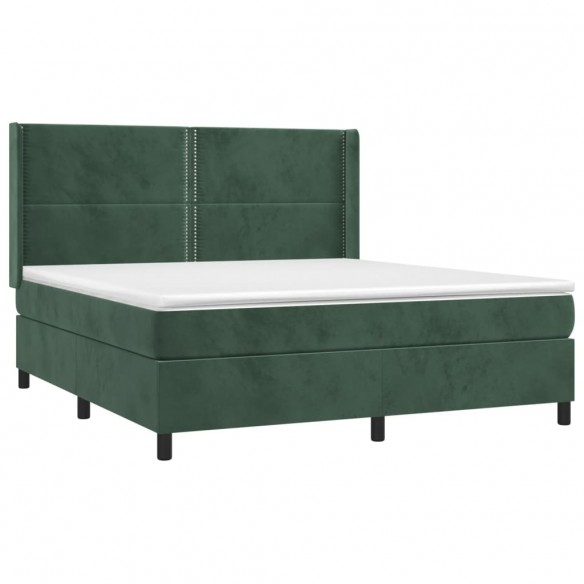 Cadre de lit et matelas Vert foncé 180x200cm Velours