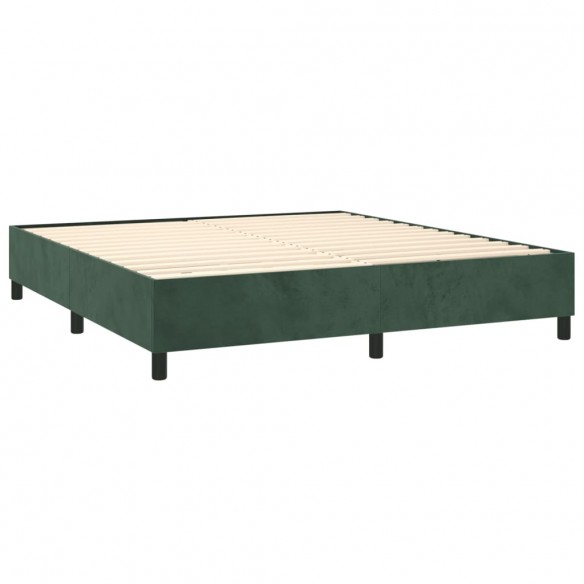 Cadre de lit et matelas Vert foncé 180x200cm Velours