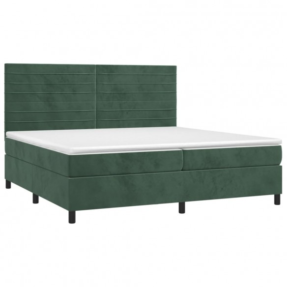 Cadre de lit avec matelas LED Vert foncé 200x200 cm