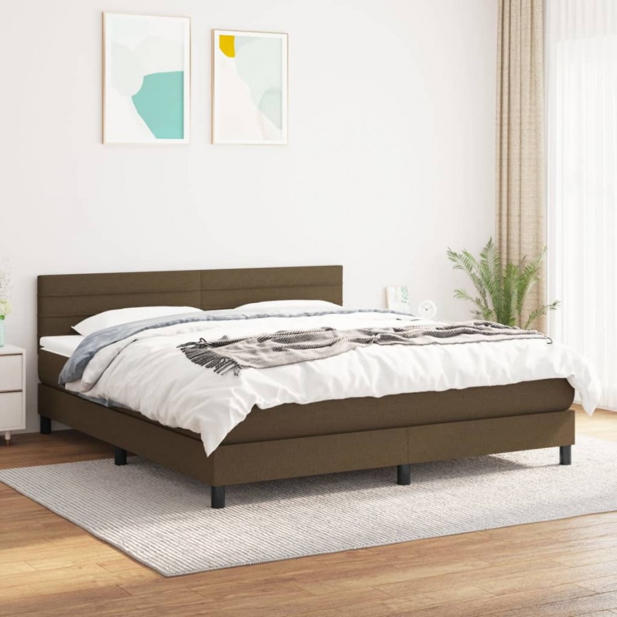 Cadre de lit avec matelas Marron foncé 180x200 cm