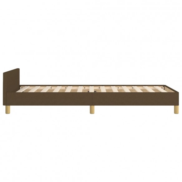 Cadre de lit avec tête de lit Marron foncé 90x190 cm Tissu