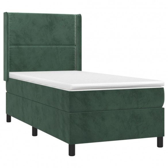 Cadre de lit matelas LED Vert foncé 90x190cm Velours