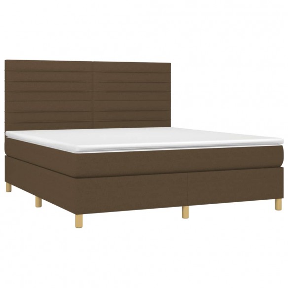 Cadre de lit matelas et LED Marron foncé 180x200 cm