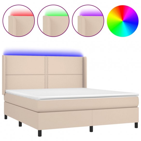 Cadre de lit matelas LED Cappuccino 180x200 cm