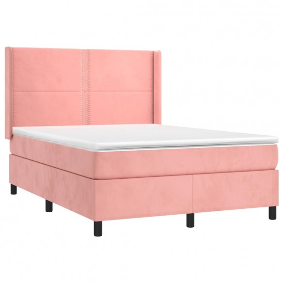 Cadre de lit avec matelas Rose 140x190 cm Velours