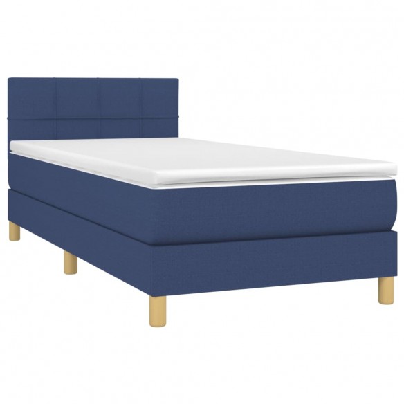 Cadre de lit avec matelas et LED Bleu 90x200cm Tissu