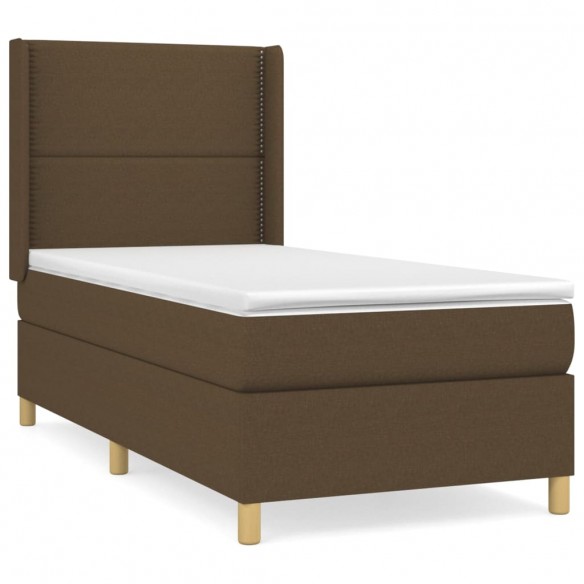 Cadre de lit avec matelas Marron foncé 100x200 cm