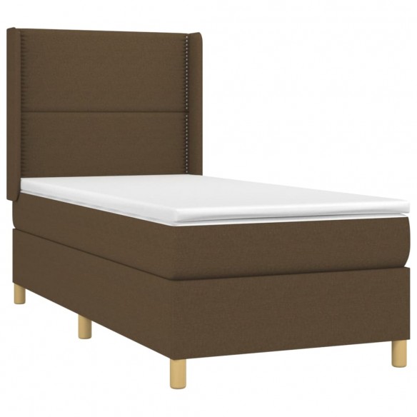 Cadre de lit avec matelas Marron foncé 100x200 cm