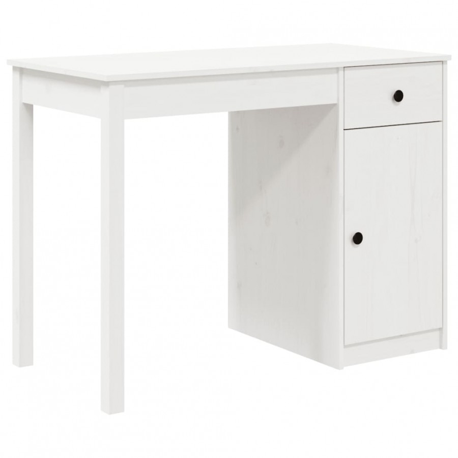 Bureau Blanc 100x50x75 cm Bois massif de pin