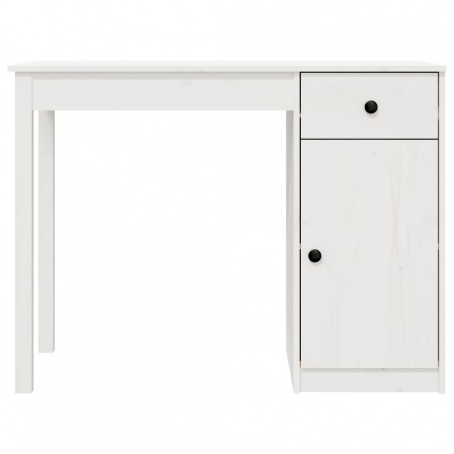 Bureau Blanc 100x50x75 cm Bois massif de pin