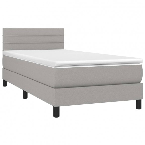 Cadre de lit avec matelas Gris clair 90x200 cm Tissu