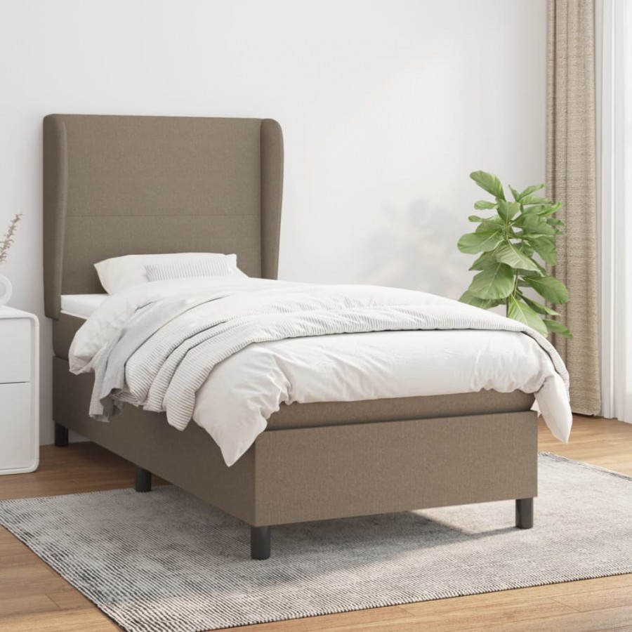 Cadre de lit avec matelas Taupe 90x200 cm Tissu