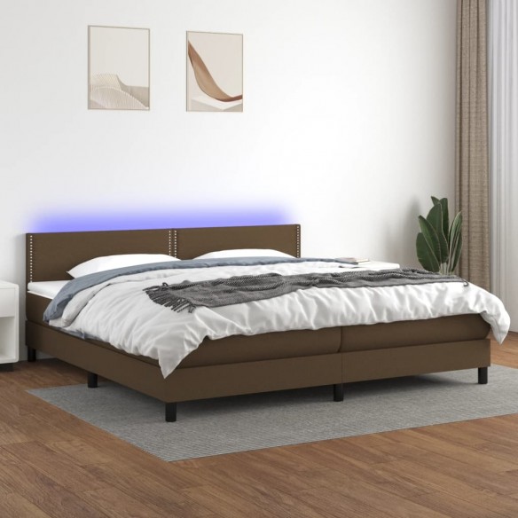 Cadre de lit matelas et LED Marron foncé 200x200 cm