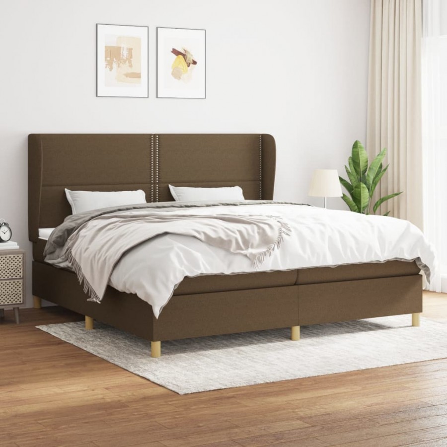 Cadre de lit avec matelas Marron foncé 200x200 cm