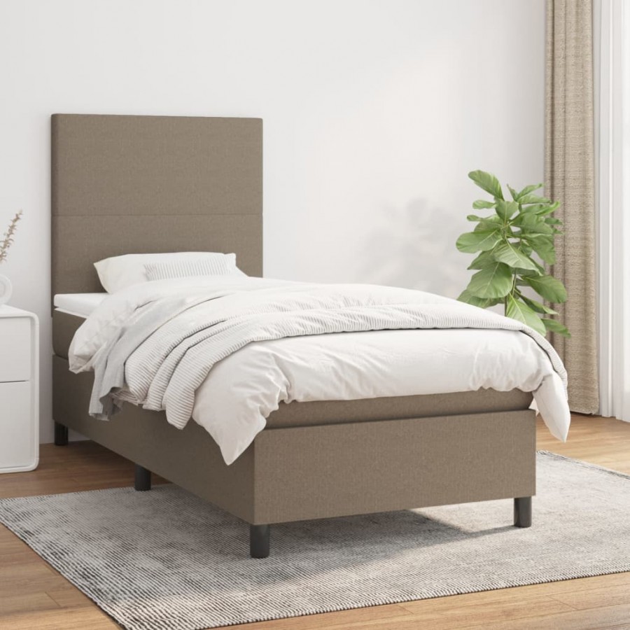 Cadre de lit avec matelas Taupe 90x190 cm Tissu