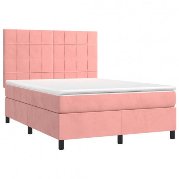 Cadre de lit matelas et LED Rose 140x190 cm Velours