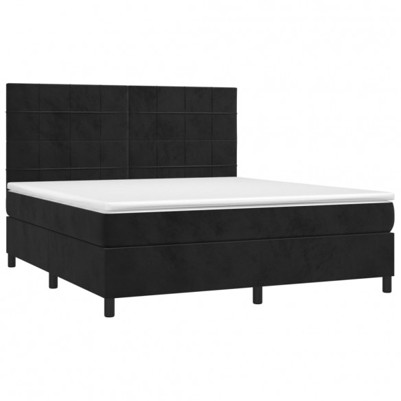 Cadre de lit matelas et LED Noir 180x200 cm Velours