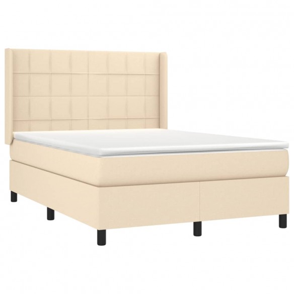 Cadre de lit avec matelas Crème 140x200 cm Tissu