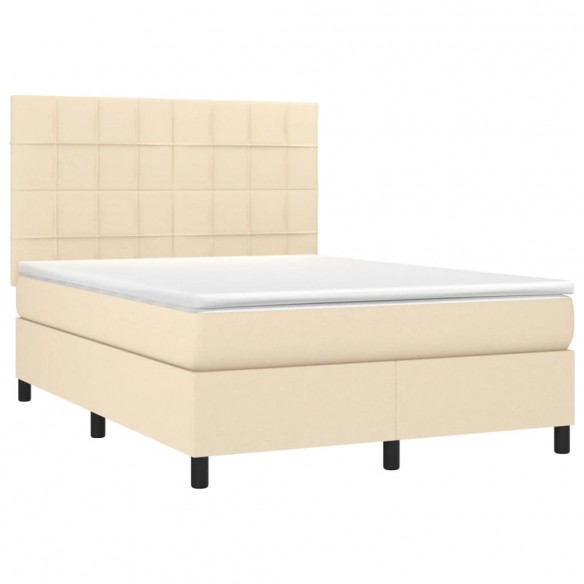 Cadre de lit avec matelas Crème 140x200 cm Tissu