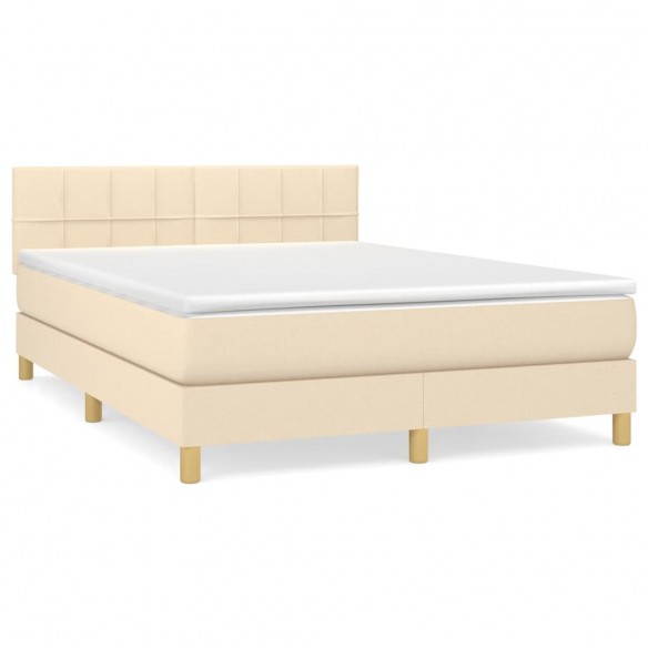 Cadre de lit avec matelas Crème 140x200 cm Tissu