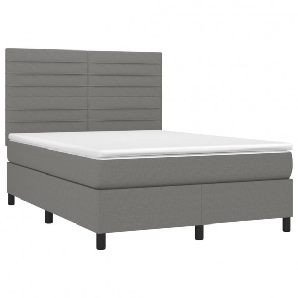 Cadre de lit avec matelas Gris foncé 140x190cm Tissu