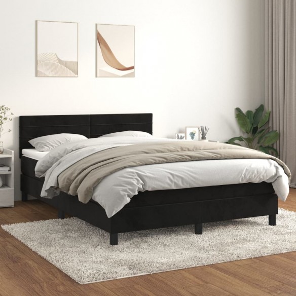 Cadre de lit avec matelas Noir 140x190 cm Velours