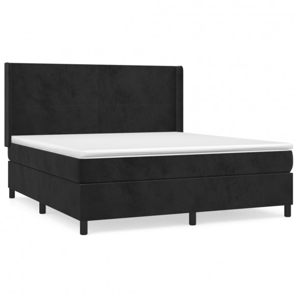 Cadre de lit avec matelas Noir 180x200 cm Velours