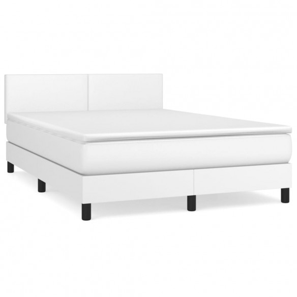 Cadre de lit avec matelas Blanc 140x200cm Similicuir