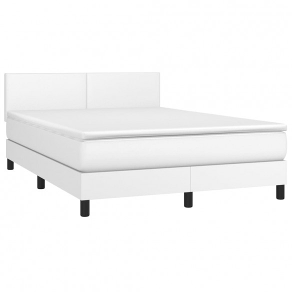 Cadre de lit avec matelas Blanc 140x200cm Similicuir