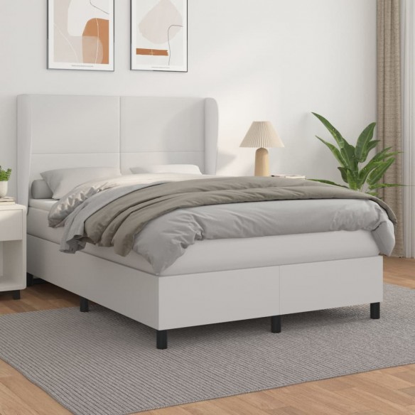 Cadre de lit avec matelas Blanc 140x200cm Similicuir