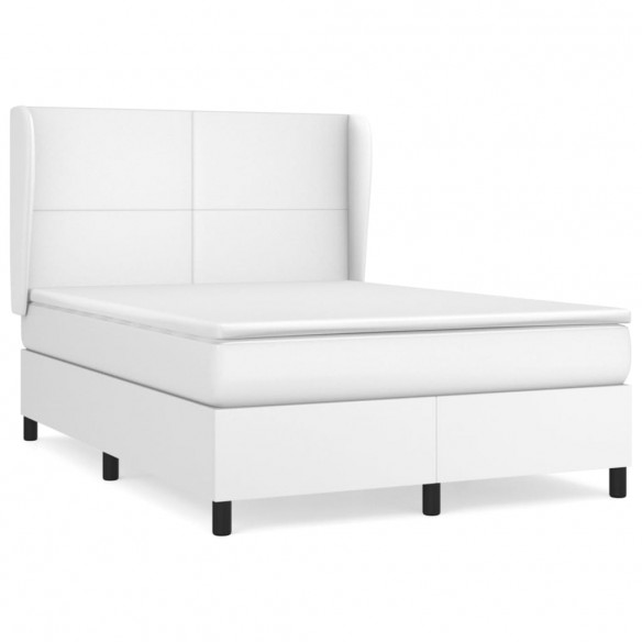 Cadre de lit avec matelas Blanc 140x200cm Similicuir