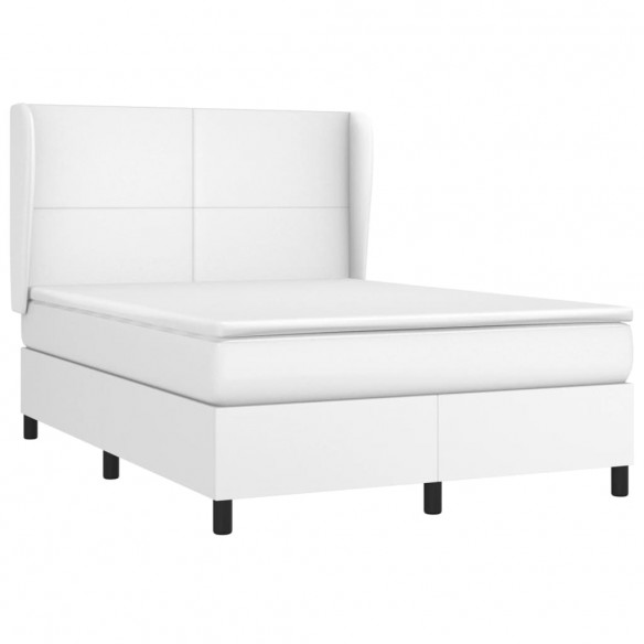 Cadre de lit avec matelas Blanc 140x200cm Similicuir