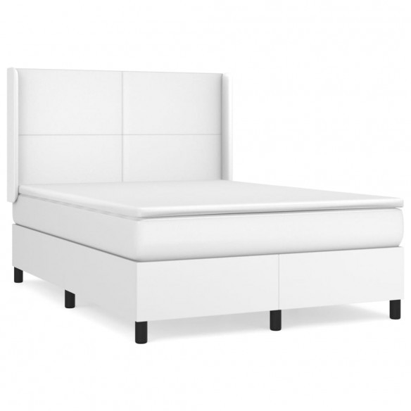 Cadre de lit avec matelas Blanc 140x190cm Similicuir