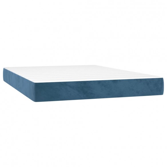 Cadre de lit matelas et LED Bleu foncé 140x190 cm