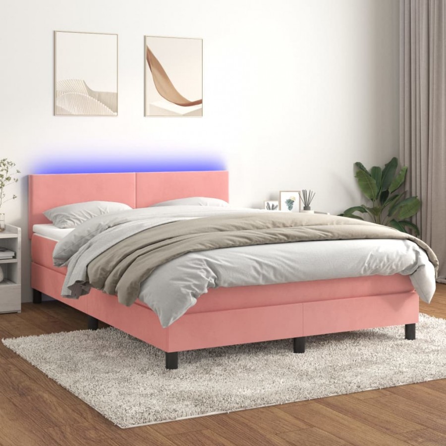 Cadre de lit avec matelas LED Rose...