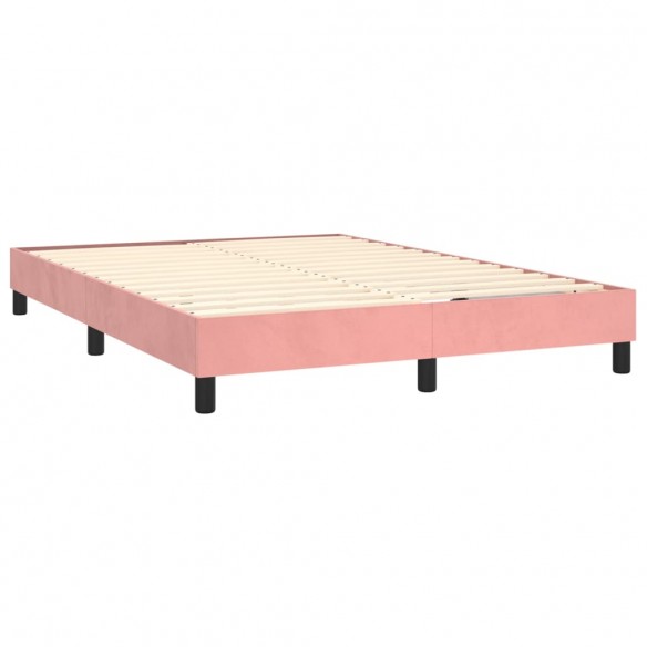 Cadre de lit avec matelas LED Rose 140x190cm Velours