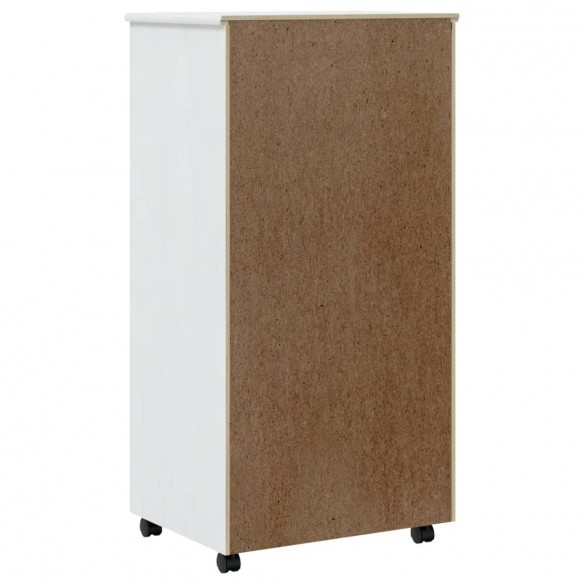 Armoire roulante avec tiroirs MOSS blanc bois de pin solide