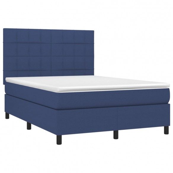 Cadre de lit avec matelas Bleu 140x190 cm Tissu