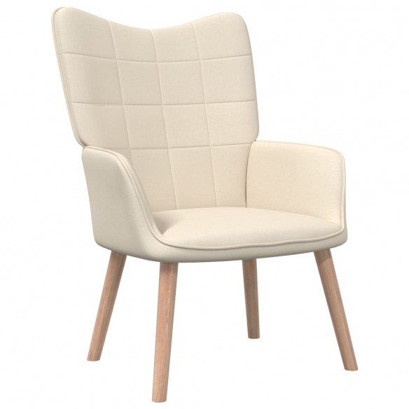 Chaise de relaxation avec tabouret Crème Tissu