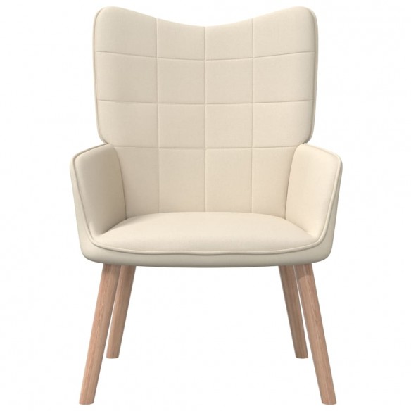 Chaise de relaxation avec tabouret Crème Tissu