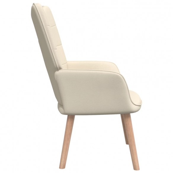 Chaise de relaxation avec tabouret Crème Tissu