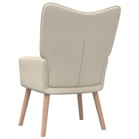 Chaise de relaxation avec tabouret Crème Tissu