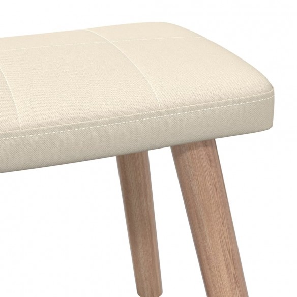 Chaise de relaxation avec tabouret Crème Tissu