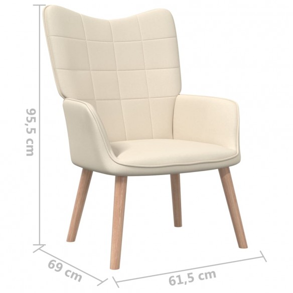 Chaise de relaxation avec tabouret Crème Tissu