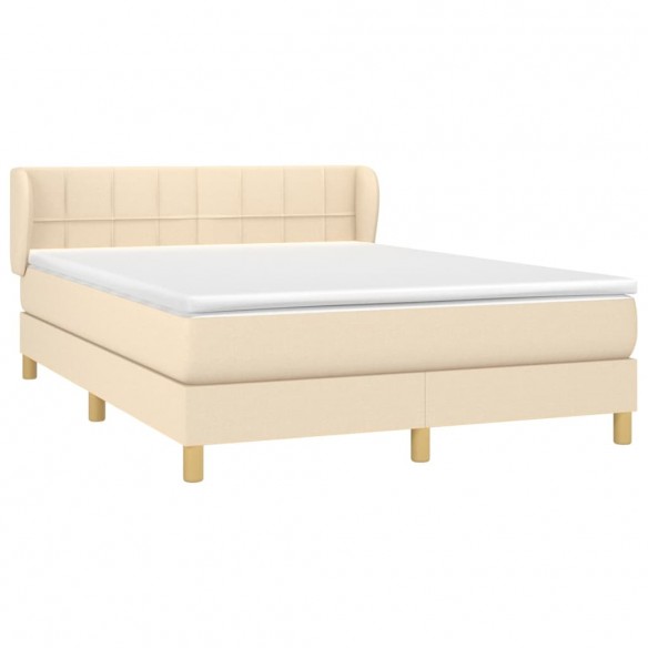 Cadre de lit avec matelas Crème 140x190 cm Tissu