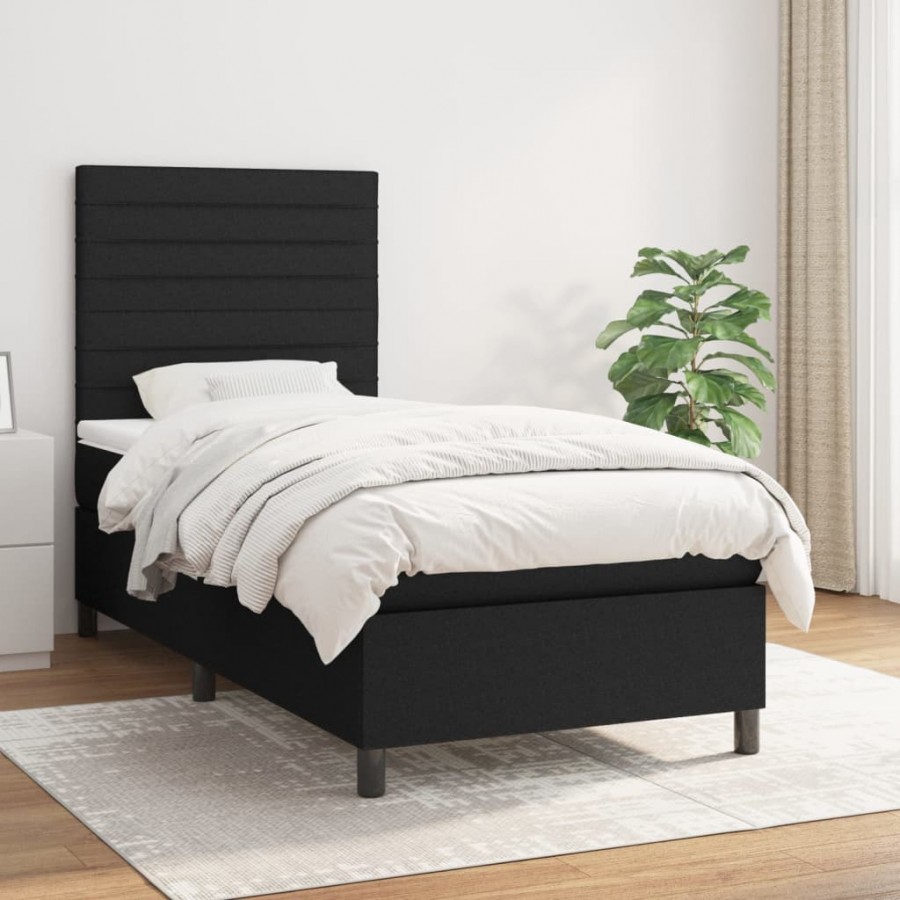 Cadre de lit avec matelas Noir 90x200 cm Tissu