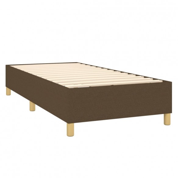 Cadre de lit matelas LED Marron foncé 90x200cm Tissu