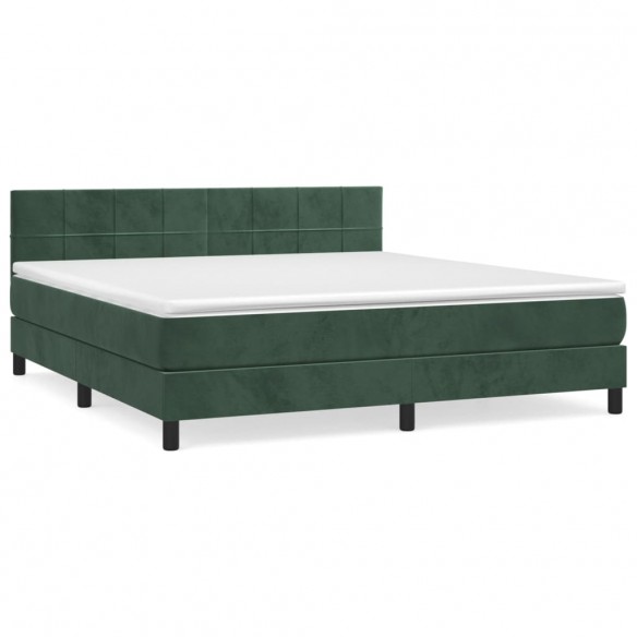 Cadre de lit et matelas Vert foncé 160x200cm Velours