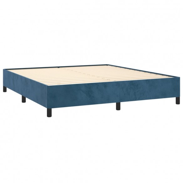 Cadre de lit et matelas Bleu foncé 180x200cm Velours